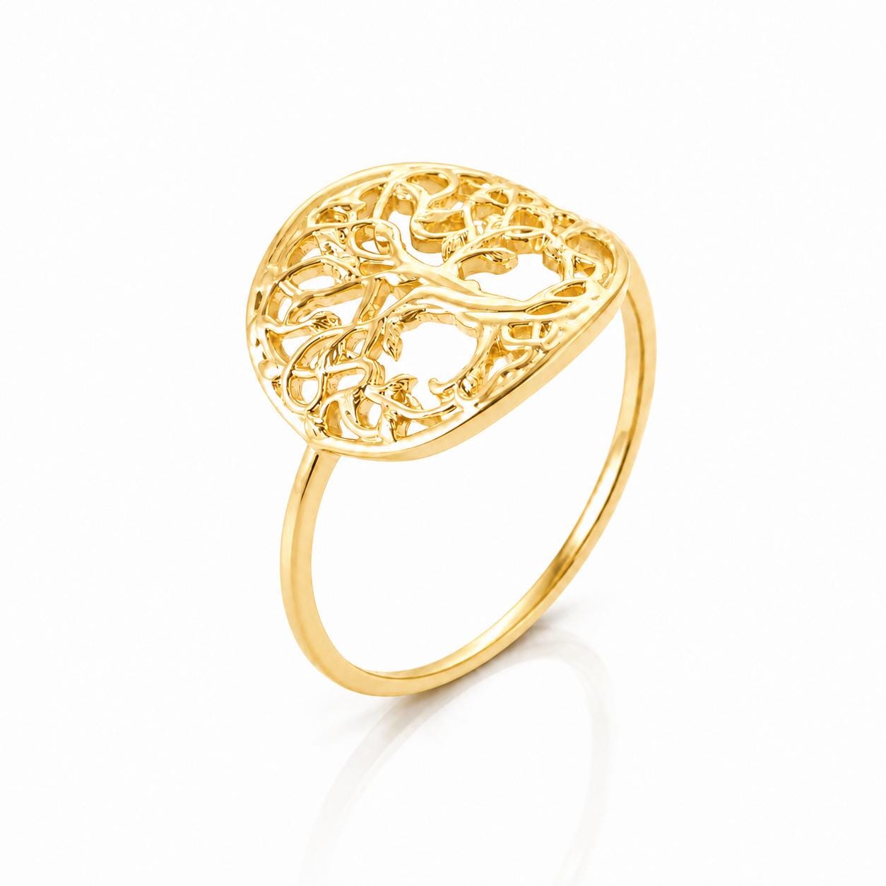 Bague Arbre de vie • Plaqué Or 18K • Anneau femme symbole familial • Bijou spirituel vintage