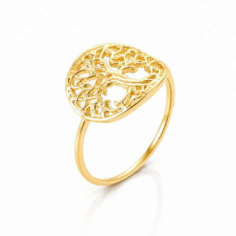 Bague Arbre de vie • Plaqué Or 18K • Anneau femme symbole familial • Bijou spirituel vintage