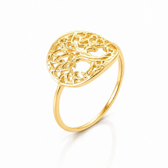 Bague Arbre de vie • Plaqué Or 18K • Anneau femme symbole familial • Bijou spirituel vintage