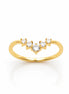 Bague couronne en V • Plaqué Or 18K • Anneau fin courbé serti de pierres diamants Cz • Bijou élégant intemporel