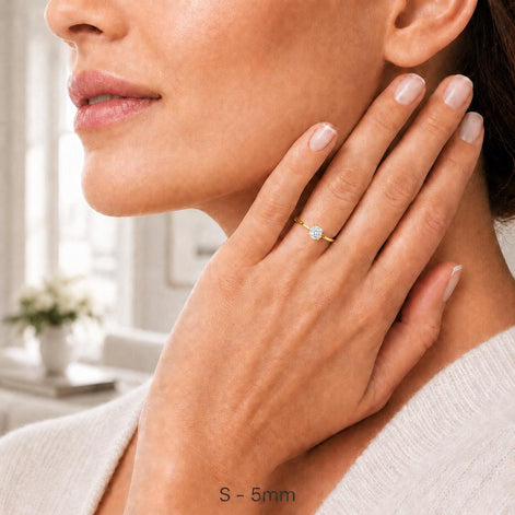Bague de fiançailles classique • Plaqué Or 18K • Anneau solitaire sertie d'un diamant rond taille brillant • Bijou mariage • 5, 6, 8ou10 mm