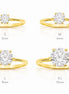 Bague de fiançailles classique • Plaqué Or 18K • Anneau solitaire sertie d'un diamant rond taille brillant • Bijou mariage • 5, 6, 8ou10 mm