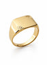 Bague chevalière carrée • Plaqué Or 18K • Face supérieure angles étoilés • Bijou minimaliste pour homme