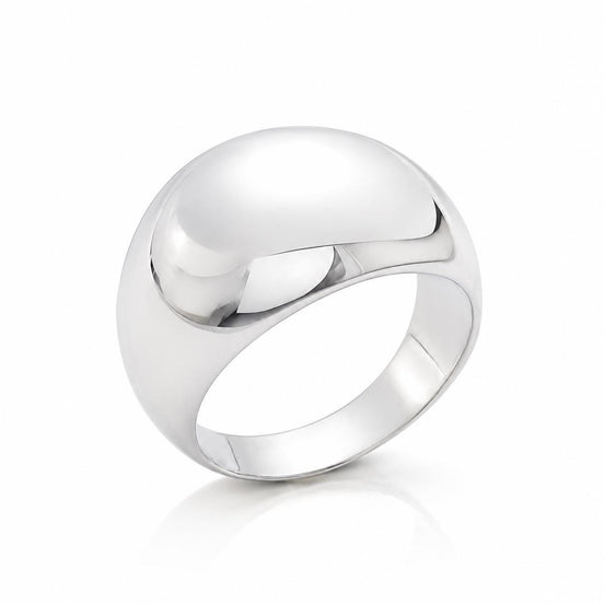 Grande bague bombée • Argent 925 • Anneau épais finition miroir poli • Bijou volumineu, élégant et minimaliste