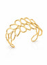 Manchette filigrane feuilles martelés • Doré à l'Or fin 18K • Bracelet rigide ajouré motif végétal • Bijoux élégant à offrir