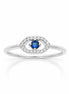 Bague Œil protecteur • Argent 925 • Anneau ouvert saphir cz et pavage diamants CZ • Bijou Talisman