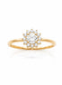 Bague classique marguerite • Plaqué Or 18K • Anneau serti diamant Cz forme de rayons de soleil • Bijou élégant