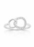 Bague double cercle • Argent 925 • Anneau ouvert maillons serti diamant Cz • Bijou deux anneaux entrelacés