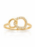 Bague double cercle • Plaqué Or 18K • Anneau ouvert maillons serti diamant Cz • Bijou deux anneaux entrelacés