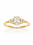 Bague classique ovale • Plaqué Or 18K • Anneau serti pierres diamant Cz • Bijou élégant