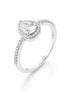 Bague Solitaire goutte • Argent 925 • Anneau serti pierres diamant Cz pavage autour • Bijou élégant