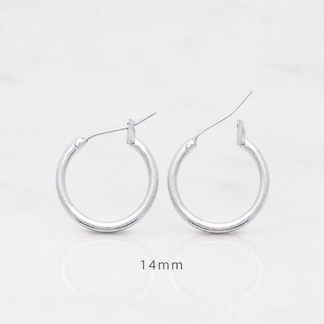 Créoles cliquet classiques • Argent 925 • Boucles anneaux d'oreilles minimalistes • Cinq tailles : 14 mm, 20 mm, 30 mm, 40 mm, 50 mm