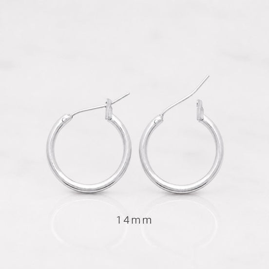 Créoles cliquet classiques • Argent 925 • Boucles anneaux d'oreilles minimalistes • Cinq tailles : 14 mm, 20 mm, 30 mm, 40 mm, 50 mm