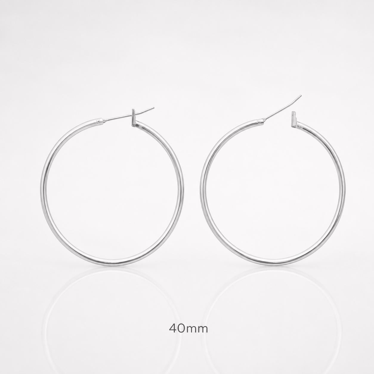 Créoles cliquet classiques • Argent 925 • Boucles anneaux d'oreilles minimalistes • Cinq tailles : 14 mm, 20 mm, 30 mm, 40 mm, 50 mm