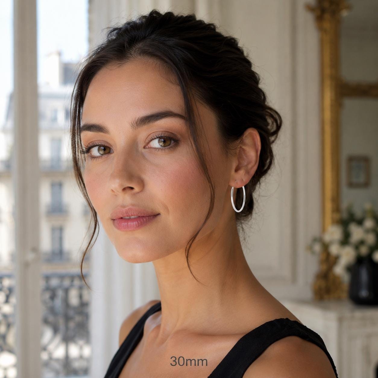 Créoles cliquet classiques • Argent 925 • Boucles anneaux d'oreilles minimalistes • Cinq tailles : 14 mm, 20 mm, 30 mm, 40 mm, 50 mm