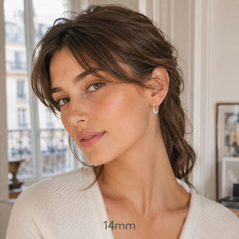 Créoles cliquet classiques • Argent 925 • Boucles anneaux d'oreilles minimalistes • Cinq tailles : 14 mm, 20 mm, 30 mm, 40 mm, 50 mm
