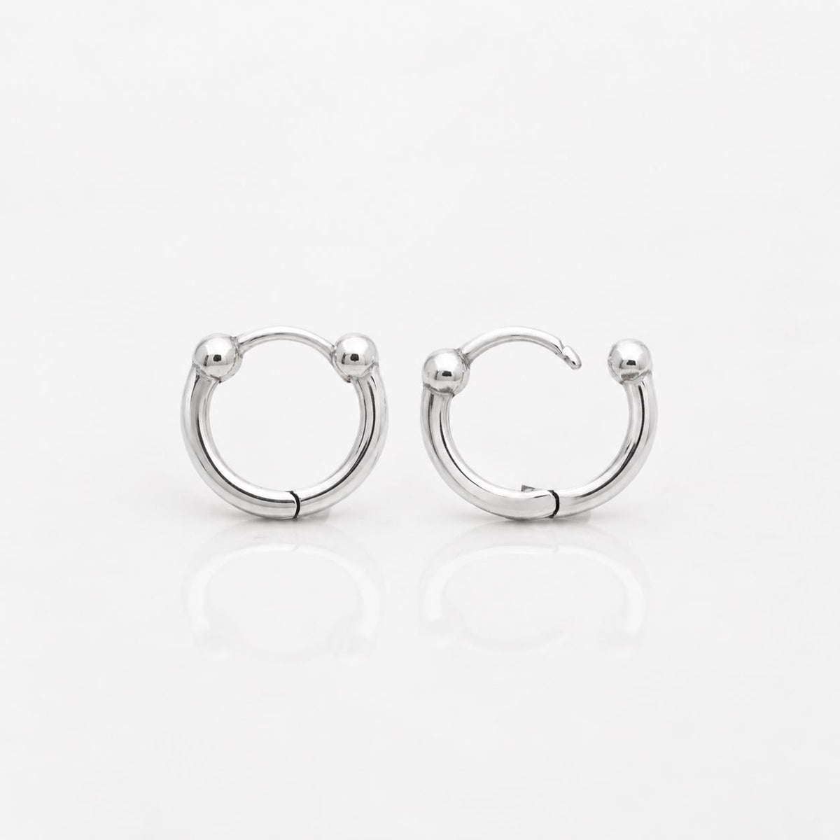 Petites créoles 2 boules • Argent 925 • Anneaux d'oreilles boule double • Créole huggie minimaliste unisexe