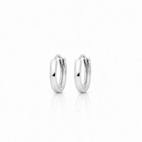 Petites créoles classiques • Argent 925 • Anneaux d'oreilles fil arrondi • Créole unisexe tige épaisse