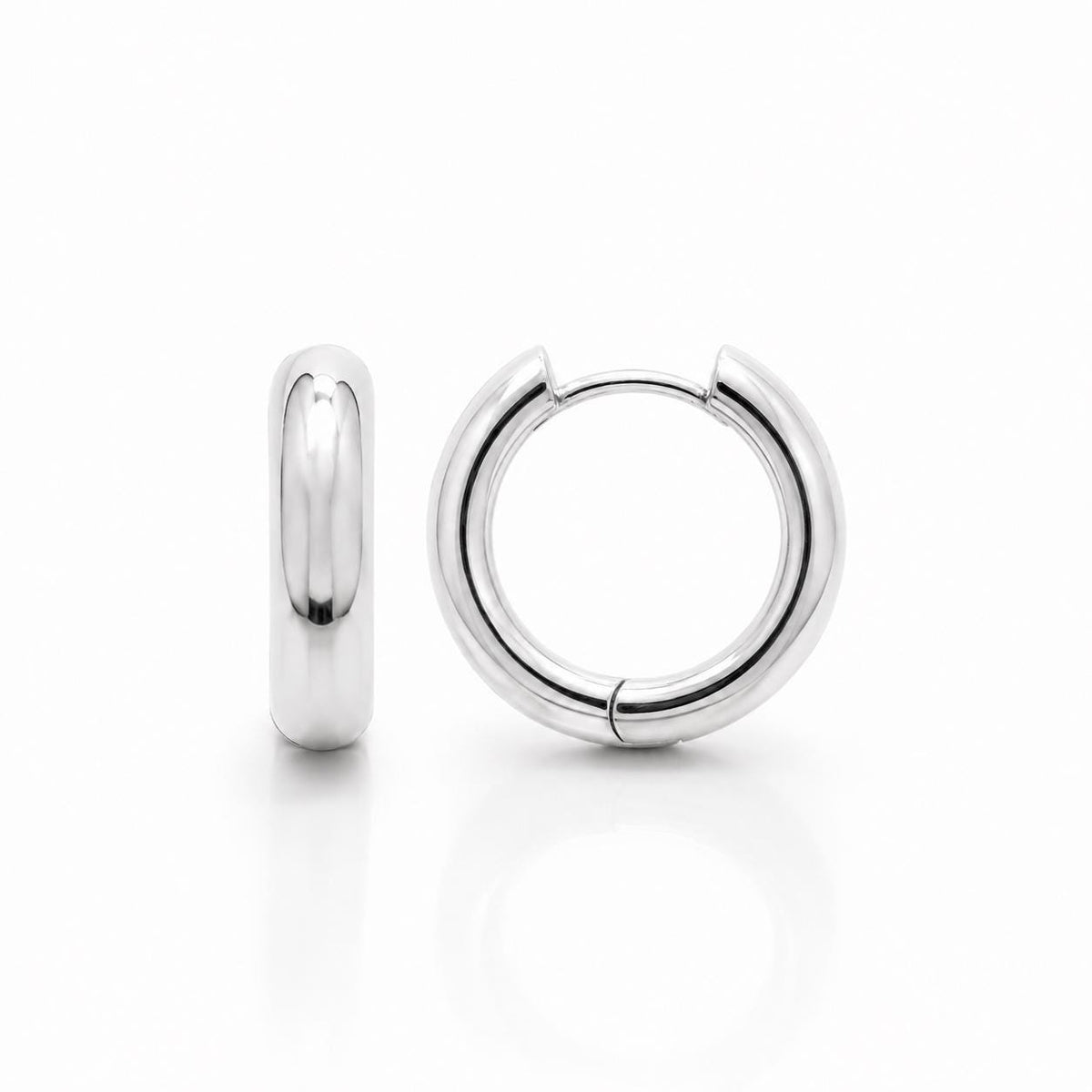 Créoles larges arrondies • Argent 925 • Anneaux d'oreilles épais à charnière • Créole bombée