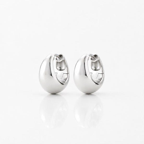 Créoles croissant rond • Argent 925 • Créoles incurvées rondes • Créoles modernes design architectural forme de dôme