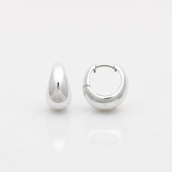 Créoles croissant rond • Argent 925 • Créoles incurvées rondes • Créoles modernes design architectural forme de dôme