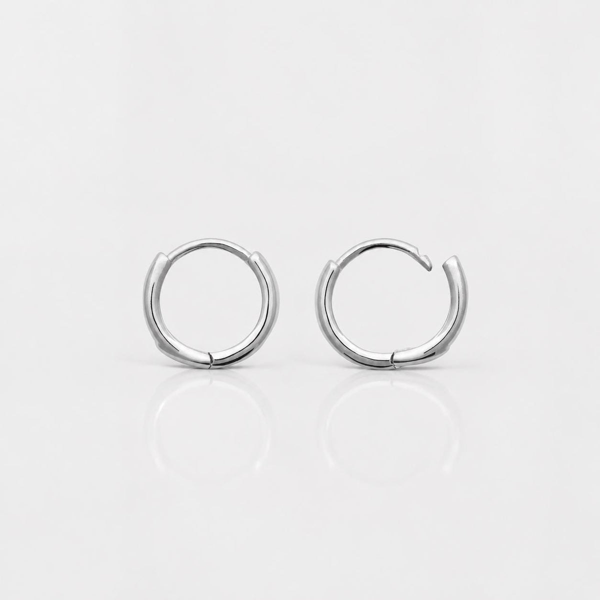 Petites créoles classiques • Argent 925 • Anneaux d'oreilles fil arrondi • Créole unisexe tige épaisse