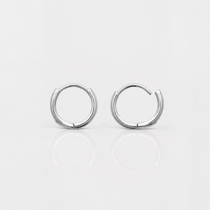 Petites créoles classiques • Argent 925 • Anneaux d'oreilles fil arrondi • Créole unisexe tige épaisse