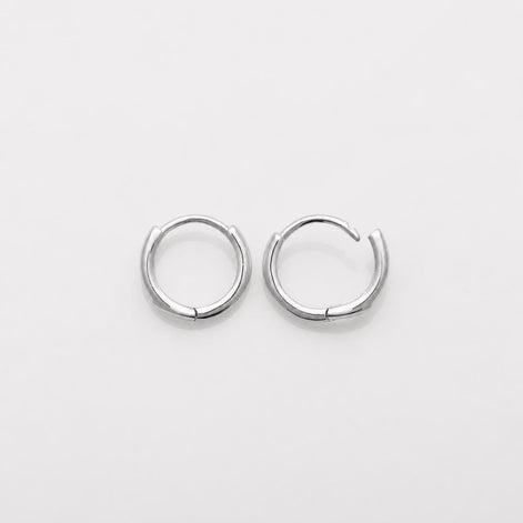Petites créoles classiques • Argent 925 • Anneaux d'oreilles fil arrondi • Créole unisexe tige épaisse
