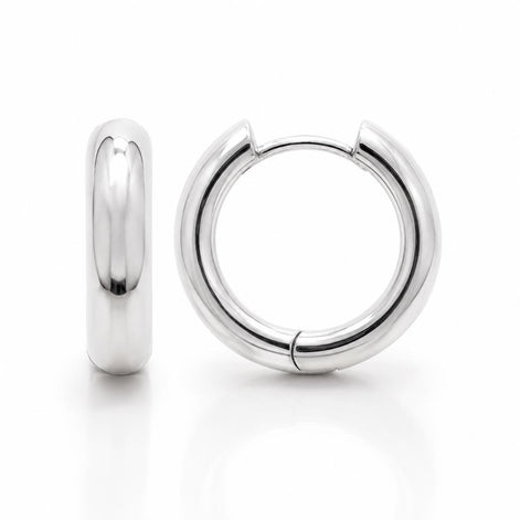 Créoles larges arrondies • Argent 925 • Anneaux d'oreilles épais à charnière • Créole bombée