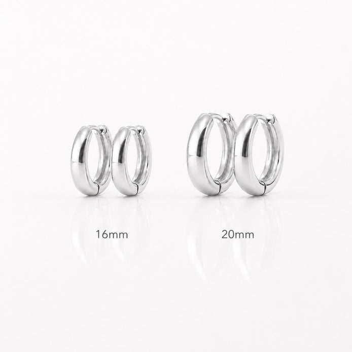 Créoles larges arrondies • Argent 925 • Anneaux d'oreilles épais à charnière • Créole bombée