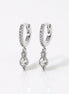 Créoles pendant oval • Argent 925 • Pendentif forme de goutte pavage diamant CZ • Anneaux d'oreilles pavage pierres