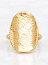 Bague armure martelée • Plaqué Or 18K •Anneau oval texturé petits creux • Bijou design moderne