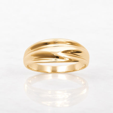 Bague plissé • Plaqué Or 18K • Anneau texturée plié • Bijou design moderne