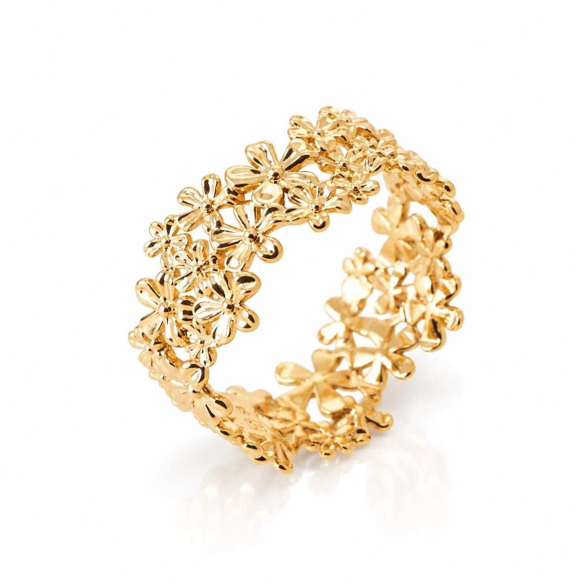 Bague couronne de fleurs • Plaqué Or 18K • Anneau Eternité fleur • Bijou floral