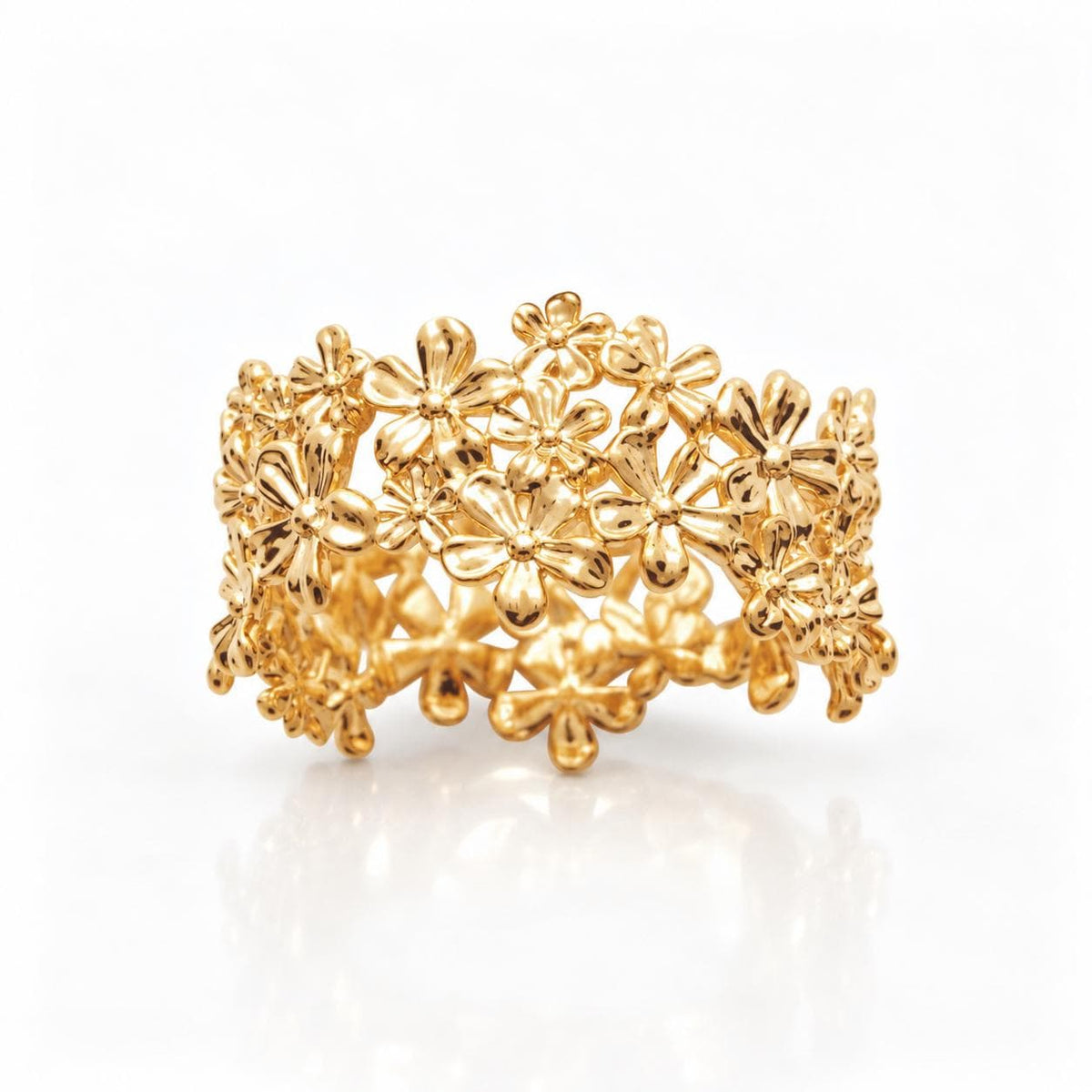 Bague couronne de fleurs • Plaqué Or 18K • Anneau Eternité fleur • Bijou floral