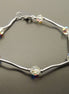 Crystal Balls Bracelet, Sterling Silver, White Clear Beaded Stone Bracelet, Modern Faceted Borealis Rainbow Crystal stones Beads