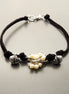 Boho Black Bracelet, Solid Sterling Silver Clasp and Parts, Black Leather with Natural White Fresh Water Pearls, Pearl Stone Jewelry Gift