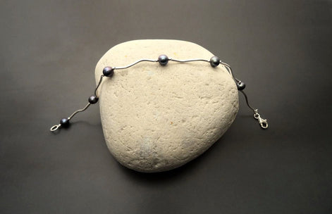 Tahitian Style Pearl Bracelet, Sterling Silver, Modern Jewelry