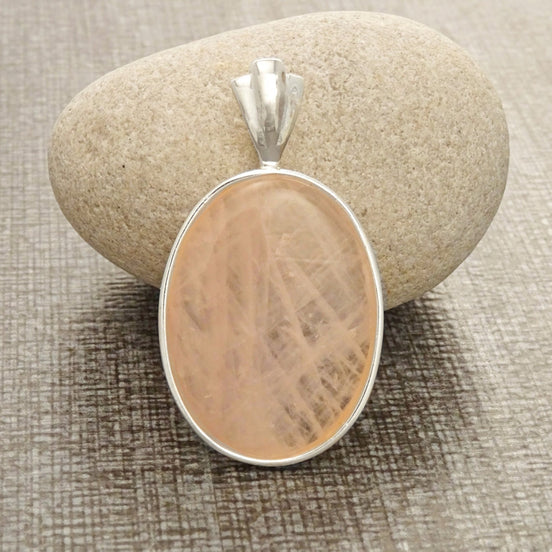 Rose Quartz Pendant, Sterling Silver Pendant, Pink Stone Quartz, Quartz Gemstone, Unique jewelry, Vintage Style Necklace, Birthstone