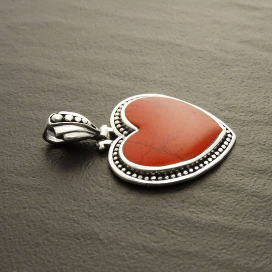 Red Jasper Pendant - Gemstone Pendant - Sterling Silver pendant, Heart pendant, Red Heart, Love, Hipster, Hipster Wedding, Heart Jewelry