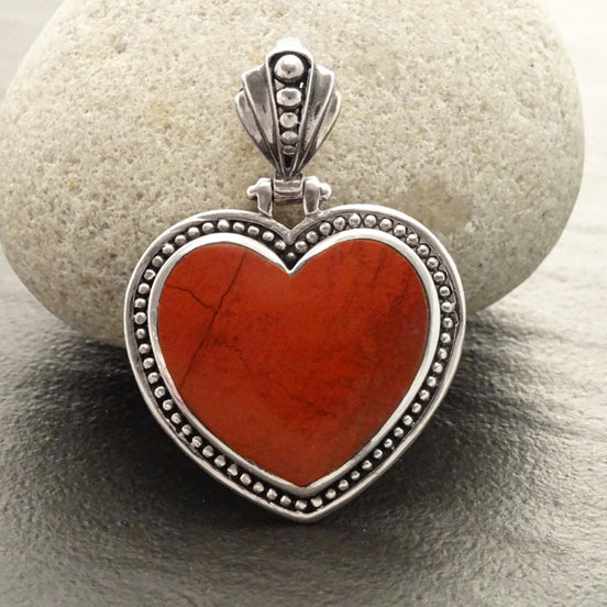 Red Jasper Pendant - Gemstone Pendant - Sterling Silver pendant, Heart pendant, Red Heart, Love, Hipster, Hipster Wedding, Heart Jewelry
