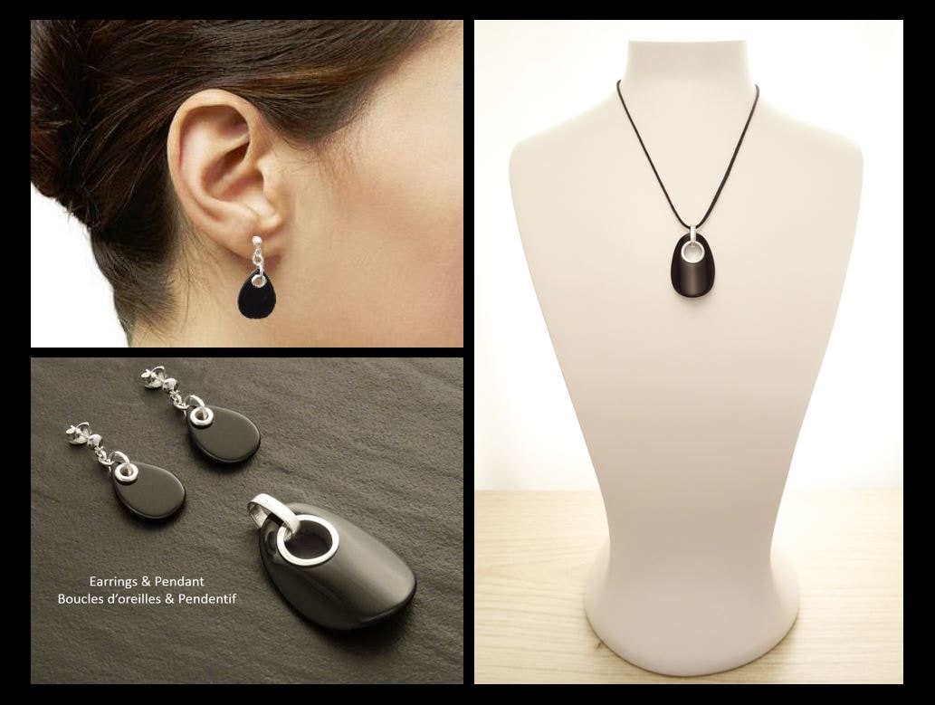 Black Onyx Drop Earrings • Sterling Silver • Teardrop Dangle Studs • Minimalist Gift for Her