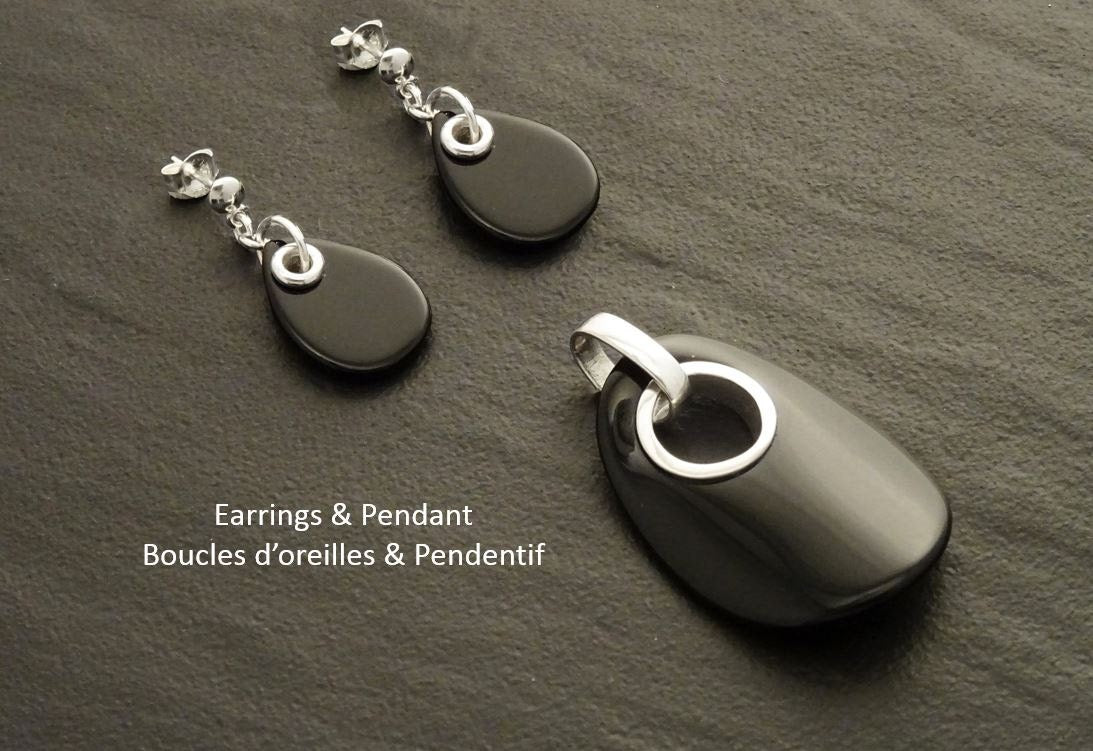 Black Onyx Drop Earrings • Sterling Silver • Teardrop Dangle Studs • Minimalist Gift for Her