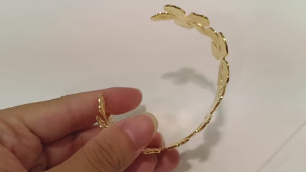 18K Gold Filled Orchid Cuff Bracelet • Floral Statement Bangle