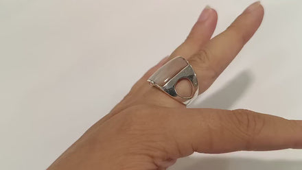 925 Statement Sterling Silver Cuff Ring, GENUINE PAUA Shell Jewelry, Minimalist design Band Ring
