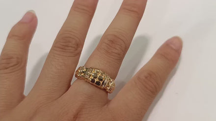 18K Gold Plated Tribal Band Ring, Celtic Tattoo Jewel