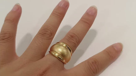 Handmade 18K Gold Plated Dome Ring • Stardust Texture, Wide Band