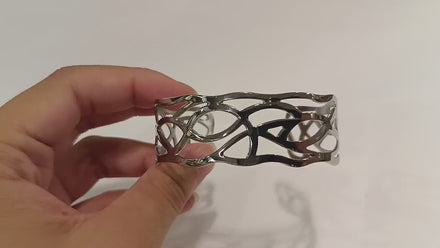 Botanical Filigree Cuff • Stainless Steel Leaf Bracelet