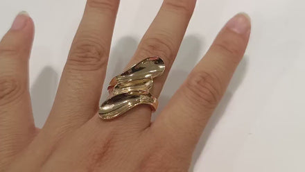 Long 18k Gold Plated Ring, Unique Minimalist Design