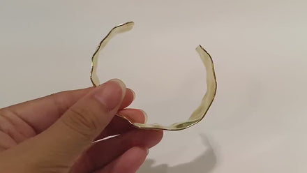 Hammered gold bangle • 18K fine gold • Wide textured open bracelet • Chic contemporary jewelry • Cuff bracelet Gift for women